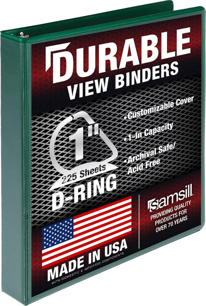 Samsill Durable 4 inch 3 Ring Binder, D Ring Binder, 100% Recycled Chipboard, Black, 2 Pack