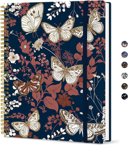 Taja Large Spiral Lined Journal for Women, 8.5" x 11" Notebooks for Work Collge Ruled, A4 Aesthetic Cute Journaling Notebooks for Writing, Plastic Cover, Celestial