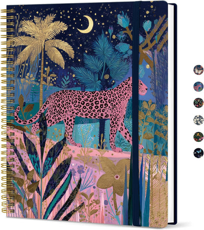 Taja Large Spiral Lined Journal for Women, 8.5" x 11" Notebooks for Work Collge Ruled, A4 Aesthetic Cute Journaling Notebooks for Writing, Plastic Cover, Celestial