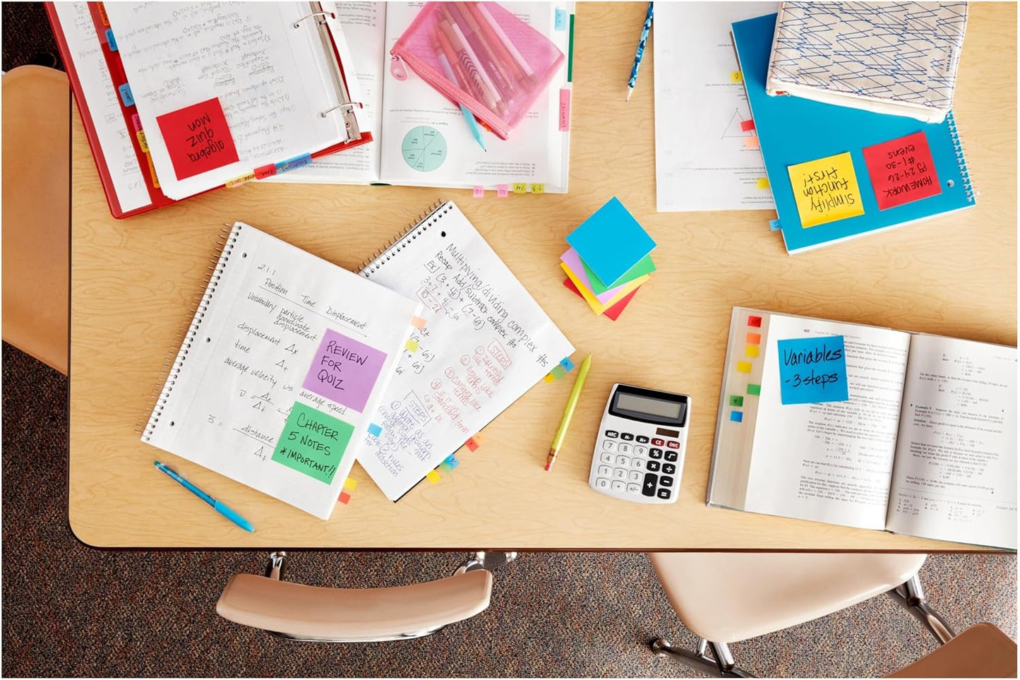 Post-it Super Sticky Notes, 5 Sticky Note Pads, 3 x 3 in., School Supplies and Office Products, Ideal for Textbooks, Notebooks, Walls and Vertical Surfaces, Playful Primaries Collection