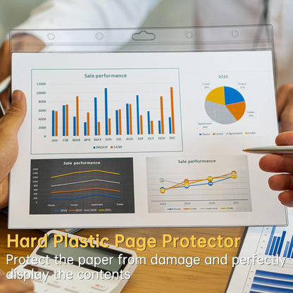 AKONEGE 6PCS Hard Sheet Protectors 8.5" x 11" Waterproof Resealable Zip Paper Page Protectors Clear Rigid Plastic Sleeves for Photos Certificate, Heavy Duty Document Holder Wall Sign Holder, Vertical