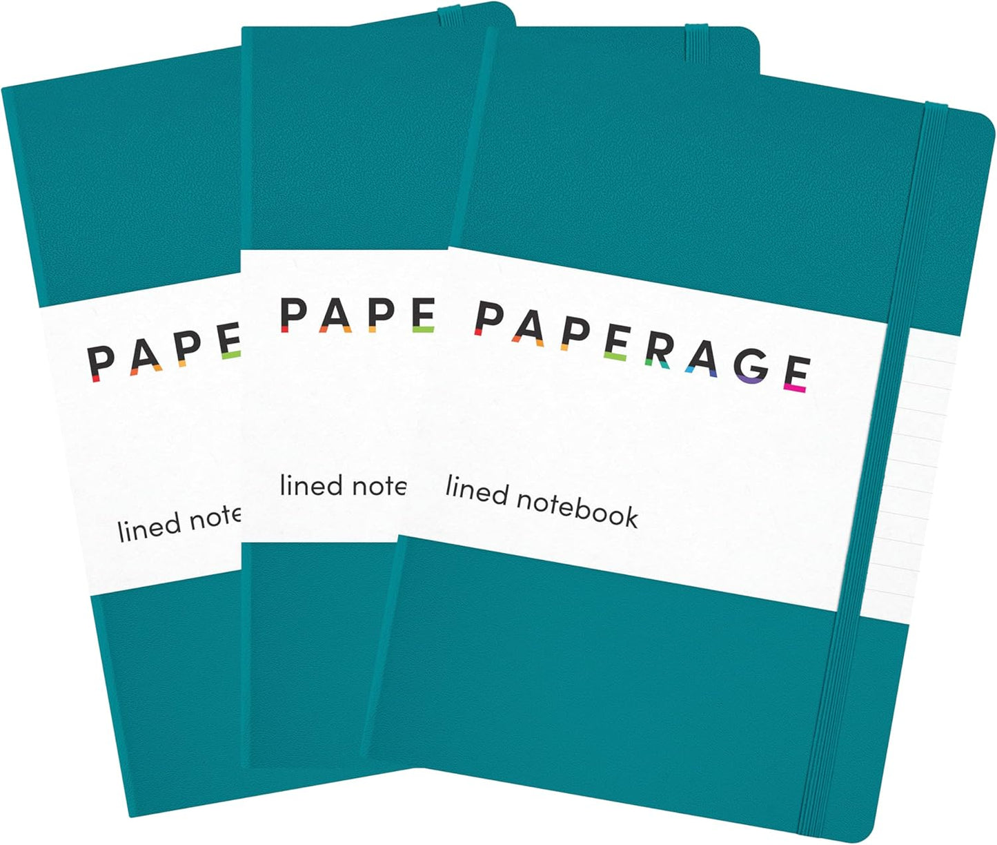 PAPERAGE Lined Journal Notebook, (Black), 160 Pages, Medium 5.6 in x 8 in - 100 GSM Thick Paper – Hardcover Journaling Notebook for Work, School & Note Taking
