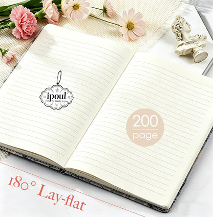 ipoul Flower Notebook, A5, 6x8, Hardcover, Lay Flat, Lined Paper, Journal for Women, Writing Notebook, Pretty, Hibiscus, Pink, Birthday Gifts for Women, Wedding Shower Gifts, Mothers Day Gift
