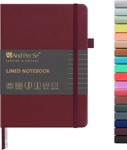 &And Per Se Lined Journal Notebook, 160 Pages, A5 5.7 x 8 inches College Ruled Thick Paper Notebook Journals for Writing, Hardcover Notebooks for Women Men Office School (1 Pack, Green) - Colors A