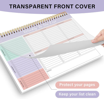 Weekly To Do List Notepad with 52 Undated Sheets（8.5"×11"）- Weekly Desk Planner Pad with Spiral Binding for Women & Man, Office, School and Home Personal Organizer