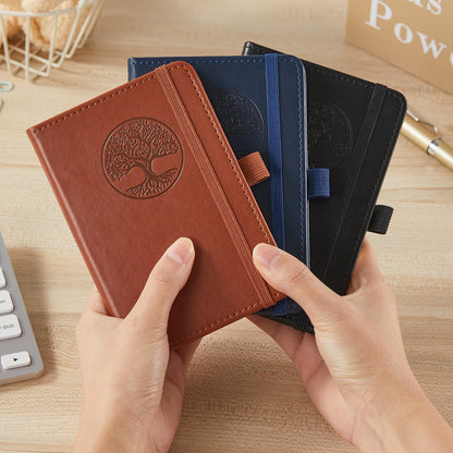 NIRMIRO Small Notebook Journals, 3 Pack Mini Pocket Note pads for Men & Women Writing, A6 Small Leather Notepad 3.7" x 5.7" with Pen, Black, Red, Green