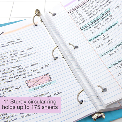 BAZIC Products 3 Ring Binder - Green, Economy View Binder with Clear Overlay Cover and Round Rings, Organizer for School Office Home Use, 1-inch Capacity Holds 175 Sheets Paper, 12-Pack