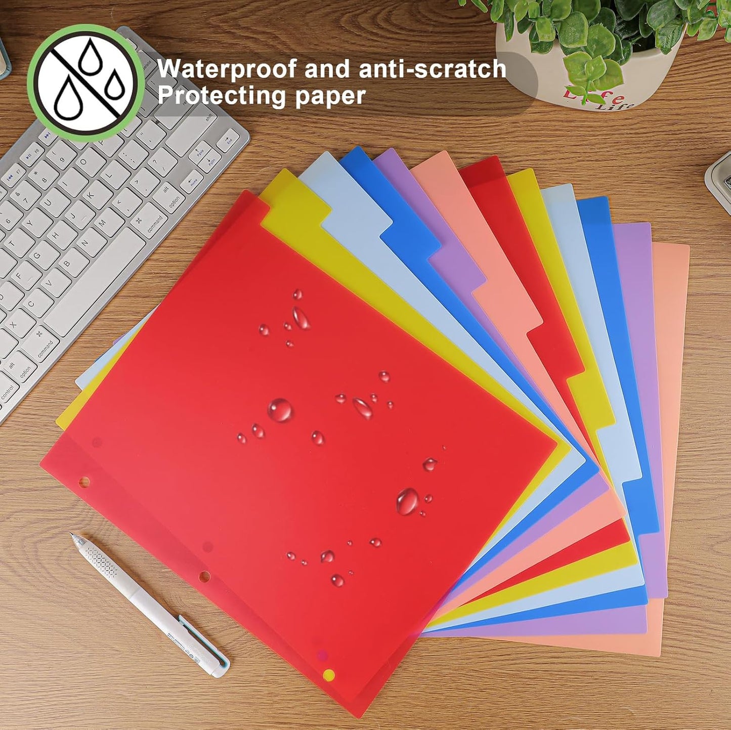HABGP 12 Tab Dividers for 3 Ring Binder, 12 Pcs Multicolor 3 Ring Binder Dividers with Tabs, Page Folder Dividers, Plastic Tabbed File Dividers with Tabs, Three Ring Binder Index Dividers, 1 Set