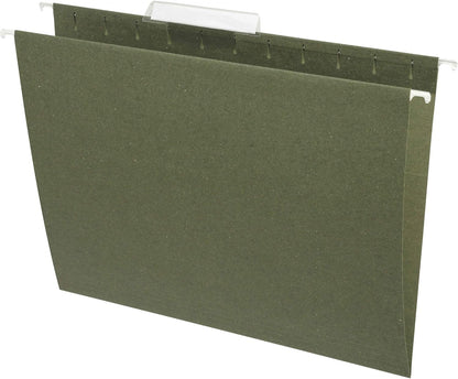 Business Source, BSN17532, 1/3 Cut Standard Hanging File Folders, 25 / Box, Standard Green