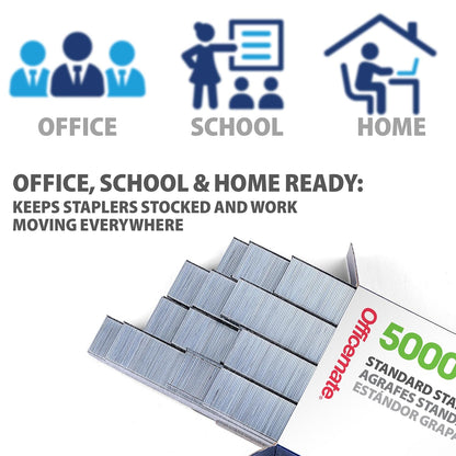 Officemate Standard Staples, 5 Boxes General Purpose Staple, 5000 Staples/Box (91925)