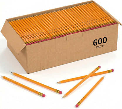 Wood-Cased #2 HB Pencils, 200 Pack Sharpened Yellow Pencils with Erasers, Bulk Pack Graphite Pencils for School and Teacher Supplies, Writing, Drawing and Sketching (200)