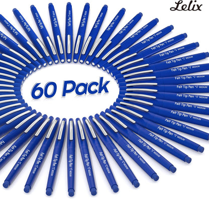 Lelix Felt Tip Pens, 15 Black Pack, 0.7mm Medium Point, Felt Tip Markers Pens for Journaling, Writing, Note Taking, Planner, Perfect for School Office and Art Supplies