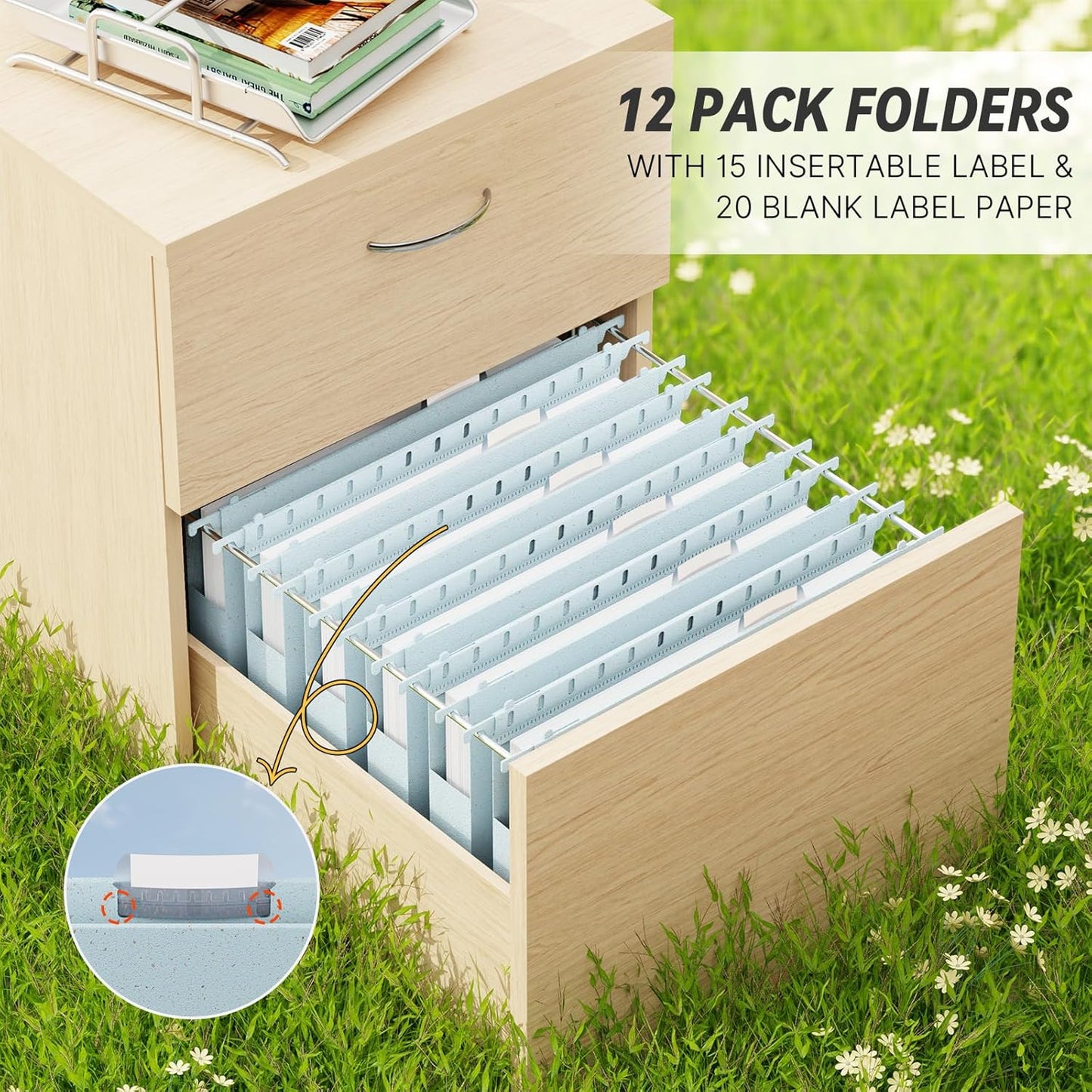 XINGIA Legal Size Hanging File Folders Extra Capacity,1'' Expansion Hanging Folders for Filing Cabinet,12 Pack Wheat Straw File Folders Hanging with Tabs,Pastel Hanging File Organizer for Office