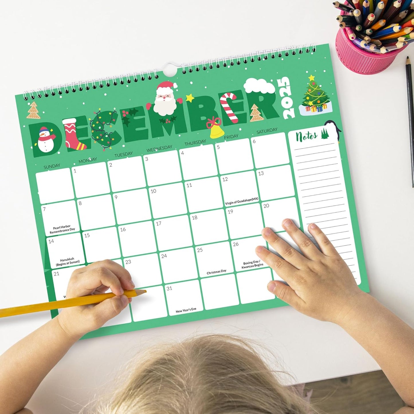 SUNEE Wall Calendar 2026 21 Months Apr. 2026 - Dec. 2027, 14.5"x11.5" Big Grid Hanging Calendar with Note for Organizing & Planning, Monthly Calendar 2026-2027 with Last Month and Next Month, White