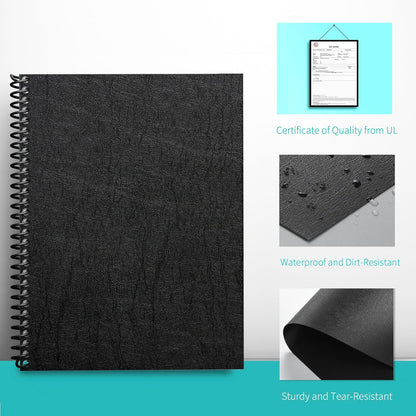 Binditek 100 Pack 16 Mil Leather-Textured Heavyduty Polycovers, Plastic Binding Presentation Covers, Letter Size, 8-1/2 x 11", Square Corners, Un-Punched, Black