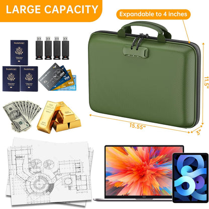DocSafe Fireproof File Organizer with Lock, Hard-Shell Case Fireproof Document Box with 13 Pocket Accordion File Folder, Portable Home Office Travel Safe Storage for Important Documents Laptop Black