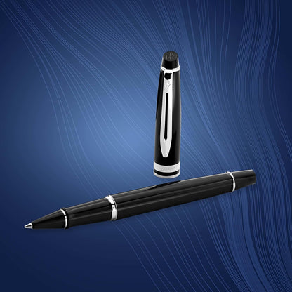 Waterman Expert Rollerball Pen, Gloss Black with 23k Gold Trim, Fine Point, Black Ink, Luxury Pen in Gift Box, Great Gift for Coworker