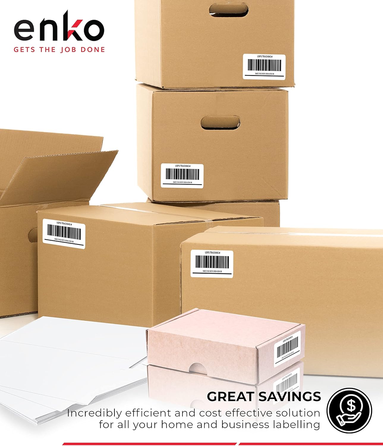enKo 1 x 2-5/8 Inch 30 Up Return Mailing Address Labels White Printable FBA Labels (100 Sheets, 3000 Labels)