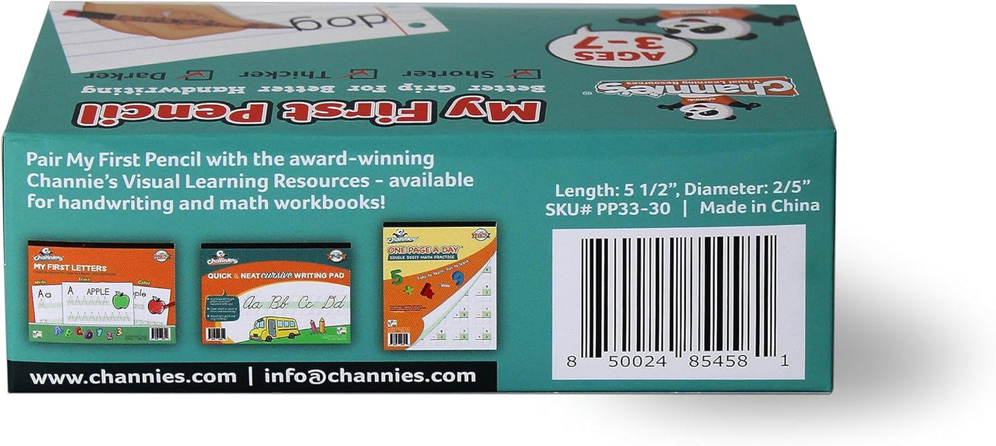 Channie's My First Pencil, Easy-to-Hold Jumbo Pencils for Preschoolers, Kindergarteners & 1st Graders, Brown Wooden 2B Fat Pencils for Kids Ages 3-7, 2 Pack (5 Each) + Sharpener