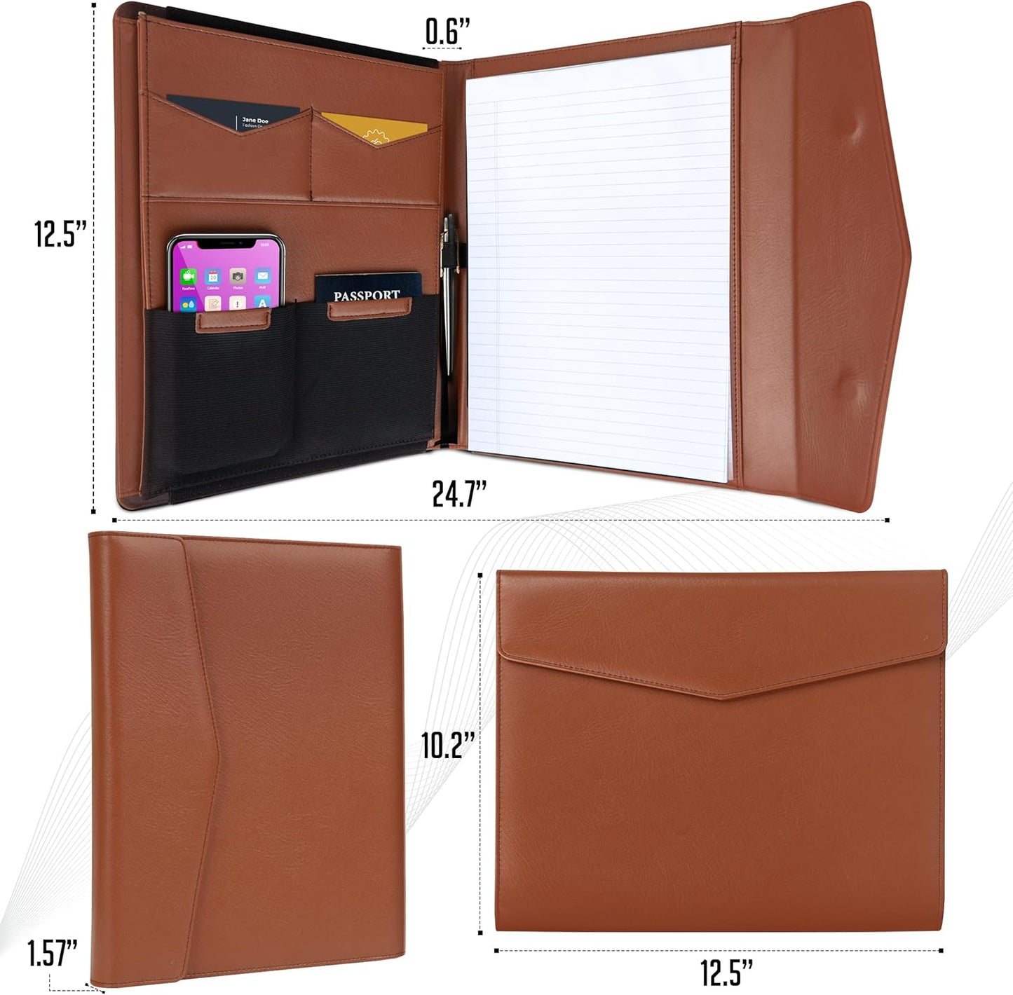 STYLIO Padfolio Folder with Removable Clipboard | Portfolio Organizer | Binder with Storage for Notebook, Notepad | Nursing Clipboard Folio, CNA Accessories for Work | Vegan Leather