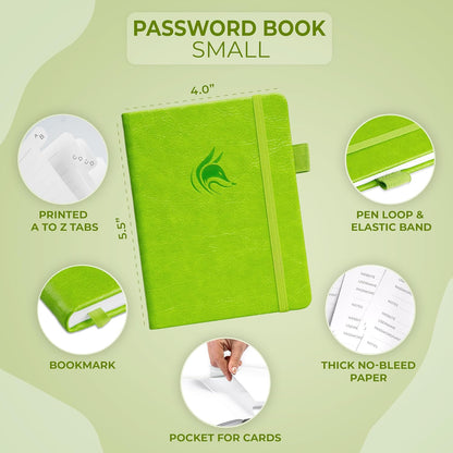 Clever Fox Password Book with alphabetical tabs. Internet Address Organizer Logbook. Small Pocket Password Keeper for Website Logins (Orange)