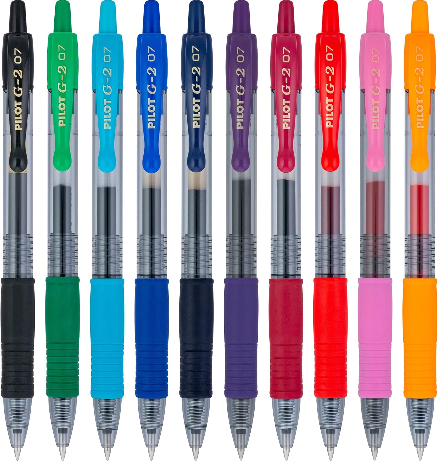 PILOT G2 Premium Refillable and Retractable Rolling Ball Gel Pens, 0.7mm Fine Point, Assorted Color Inks (New Rose Pink & Grape Inks), 10-Pack