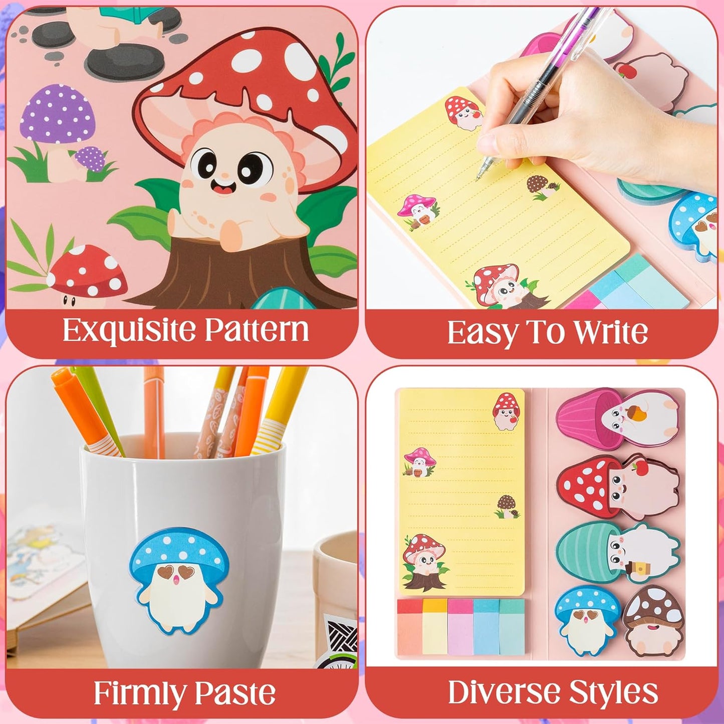 B1ykin Cute Sticky Notes Set - Stay Alive Skeleton Shaped Self-Stick Notes Pad, 550 Sheets Writing Memo Pages Sticky Notepad for Teacher Appreciation Gifts, School Office Supplies (Funny Skeleton) - Colors A