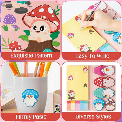 B1ykin Cute Sticky Notes Set - Stay Alive Skeleton Shaped Self-Stick Notes Pad, 550 Sheets Writing Memo Pages Sticky Notepad for Teacher Appreciation Gifts, School Office Supplies (Funny Skeleton) - Colors A