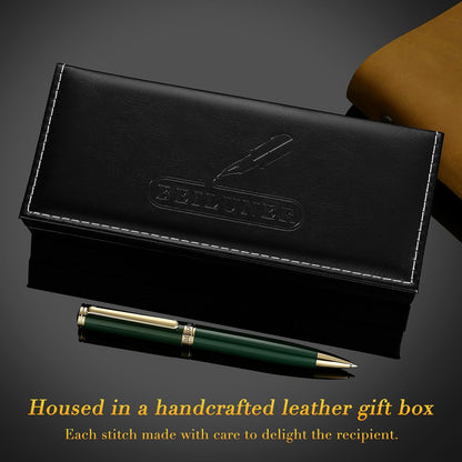 BEILUNER Luxury Gel Pen with 24K Gold Finish, Black Piano Lacquer, Luxury Grade Craftsmanship, Best Pen Gift Set for Men and Women, Professional, Executive, Office, Retractable Nice Pens
