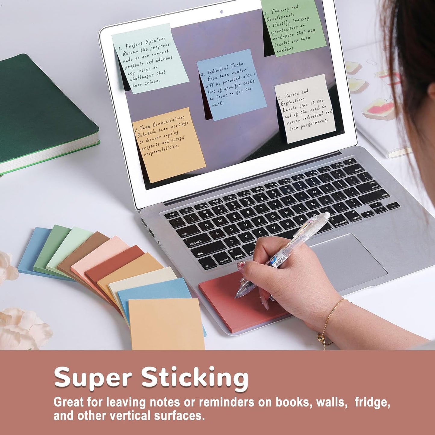 (24 Pack) Sticky Notes 3x3 in Post, 12 Bright Colors Sticky Note Self-Stick Notes Pads,Strong Adhesive, Easy to Post for Home, Office, Notebook