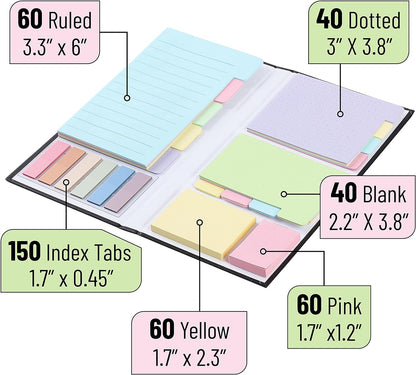 Mr. Pen- Sticky Notes Set, 410 Pack, Ruled, Dotted & Blank Notes with 150 Index Tabs, Divider Sticky Pads for Bible Study, Office, School, Planning, Journaling & Organization