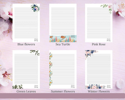 JW Letter Writing A4 Pad Stationery Paper Lined Gift Notepad Writing Sheets (Pink Rose)