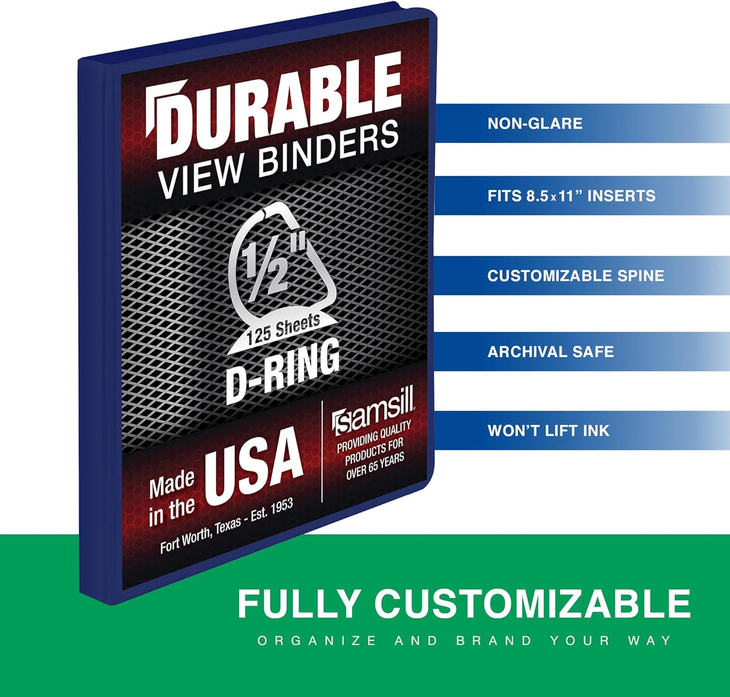 Samsill Durable 4 inch 3 Ring Binder, D Ring Binder, 100% Recycled Chipboard, Black, 2 Pack