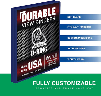 Samsill Durable 4 inch 3 Ring Binder, D Ring Binder, 100% Recycled Chipboard, Black, 2 Pack