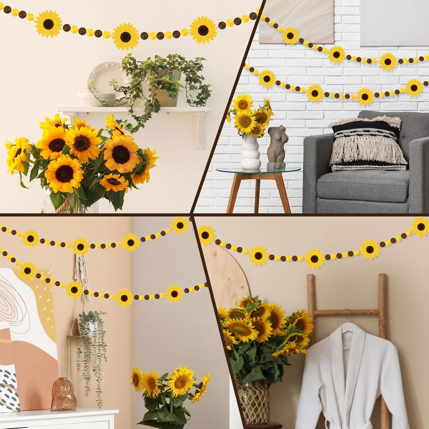 8.2 Ft Pencil Wooden Garland Graduation Yellow Pencil Banners with Cute Beads Hanging Ornaments for Kindergarten Classroom Office Home First Day of School Party Decor