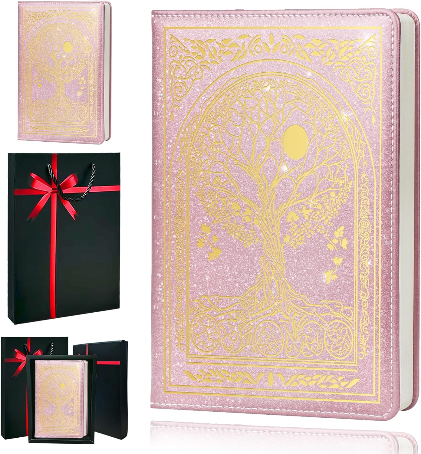 Journal for Women,A5 Hardcover Leather Journal - 200 Pages Premium Paper Notebook, Tree Journal Notebook for School, Work (Tree Pink)