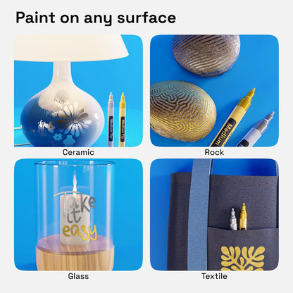 ARTISTRO 2 Gold Acrylic Paint Markers - 0.7mm Extra Fine-Tip Metallic Paint Pens - Perfect for Crafting, Art Projects, & More