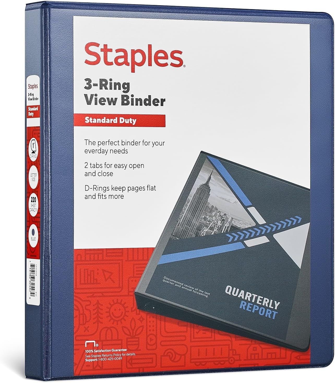 Staples Standard 2-Inch 3-Ring View Binder, Holds Up to 450 Sheets, Orange, Durable Binder for Office & School