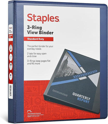 Staples Standard 2-Inch 3-Ring View Binder, Holds Up to 450 Sheets, Orange, Durable Binder for Office & School