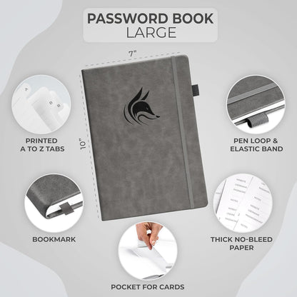 Clever Fox Password Book with alphabetical tabs. Internet Address Organizer Logbook. Small Pocket Password Keeper for Website Logins (Orange)
