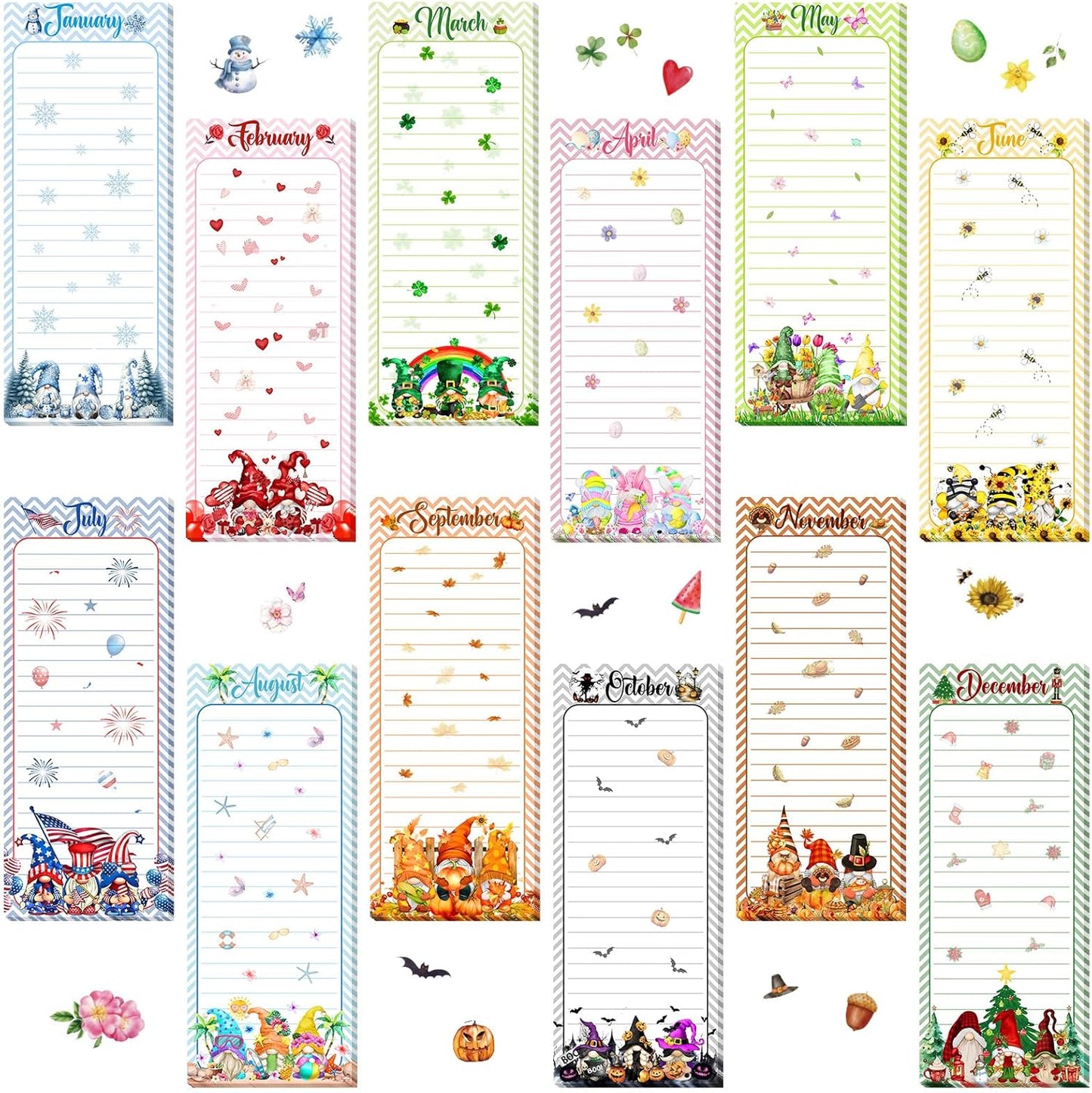 Eaasty 12 Pcs Bible Magnetic Notepads for Refrigerator Monthly Magnetic Grocery List 9 x 3.5" Magnet Memo Pads 30 Sheet Per Pad Shopping to Do List for Christian Teacher Appreciation Week Gift