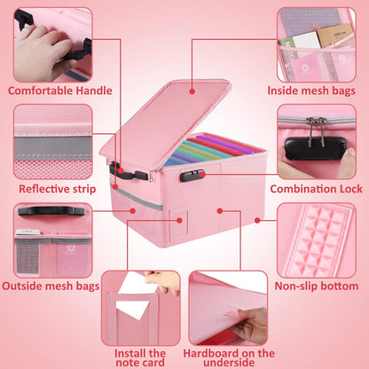 TOMKID Fireproof Document Box, Fireproof File Box with Lids, Important Document Organizer Box with Lock, Portable File Folder Organizer with Handle
