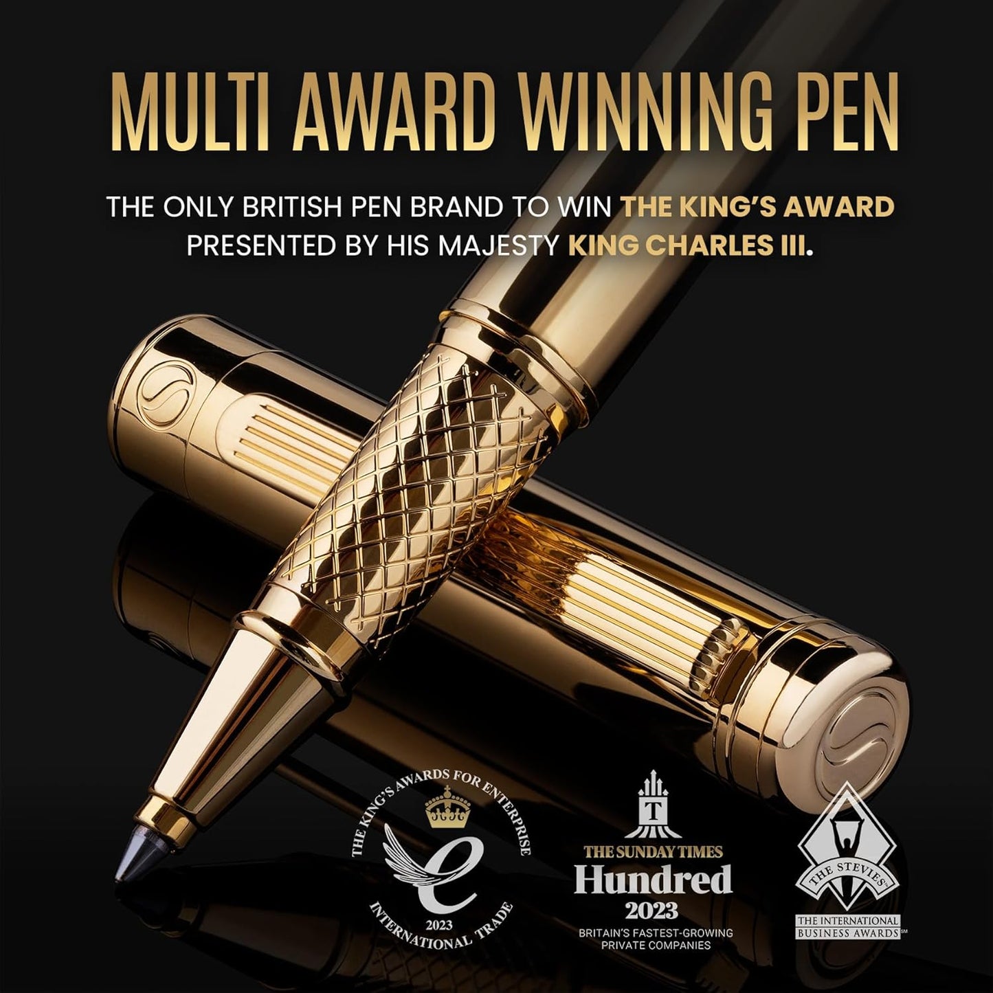 Scriveiner Midnight Blue Rollerball Pen - Stunning Blue Lacquer Luxury Pen, Chrome Finish, Schmidt Ink Refills, Men & Women, Professional, Executive Office, Nice Pen