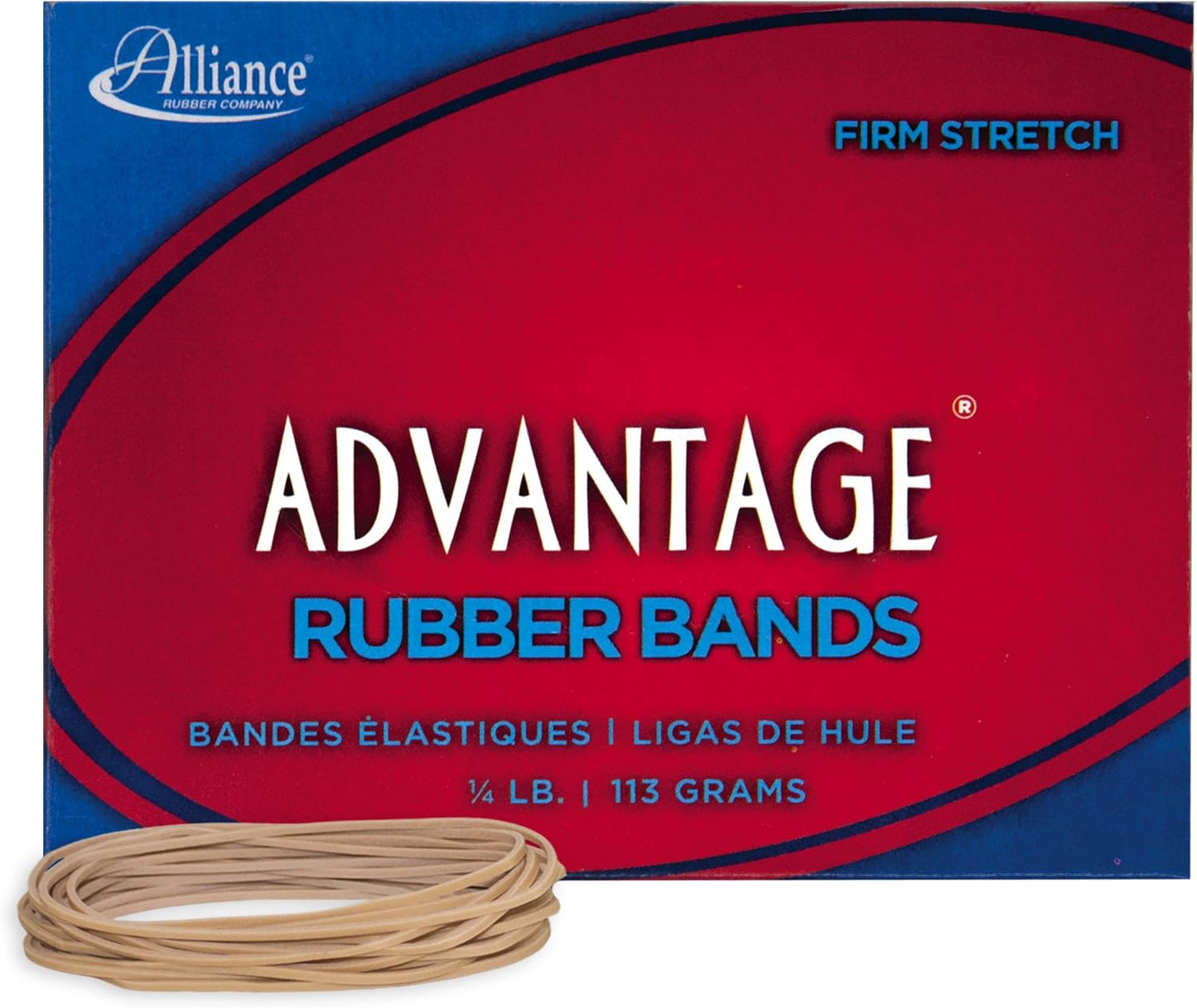 Alliance Rubber 26649 Advantage Rubber Bands Size #64, 1/4 lb Box Contains Approx. 80 Bands (3 1/2" x 1/4", Natural Crepe) Beige
