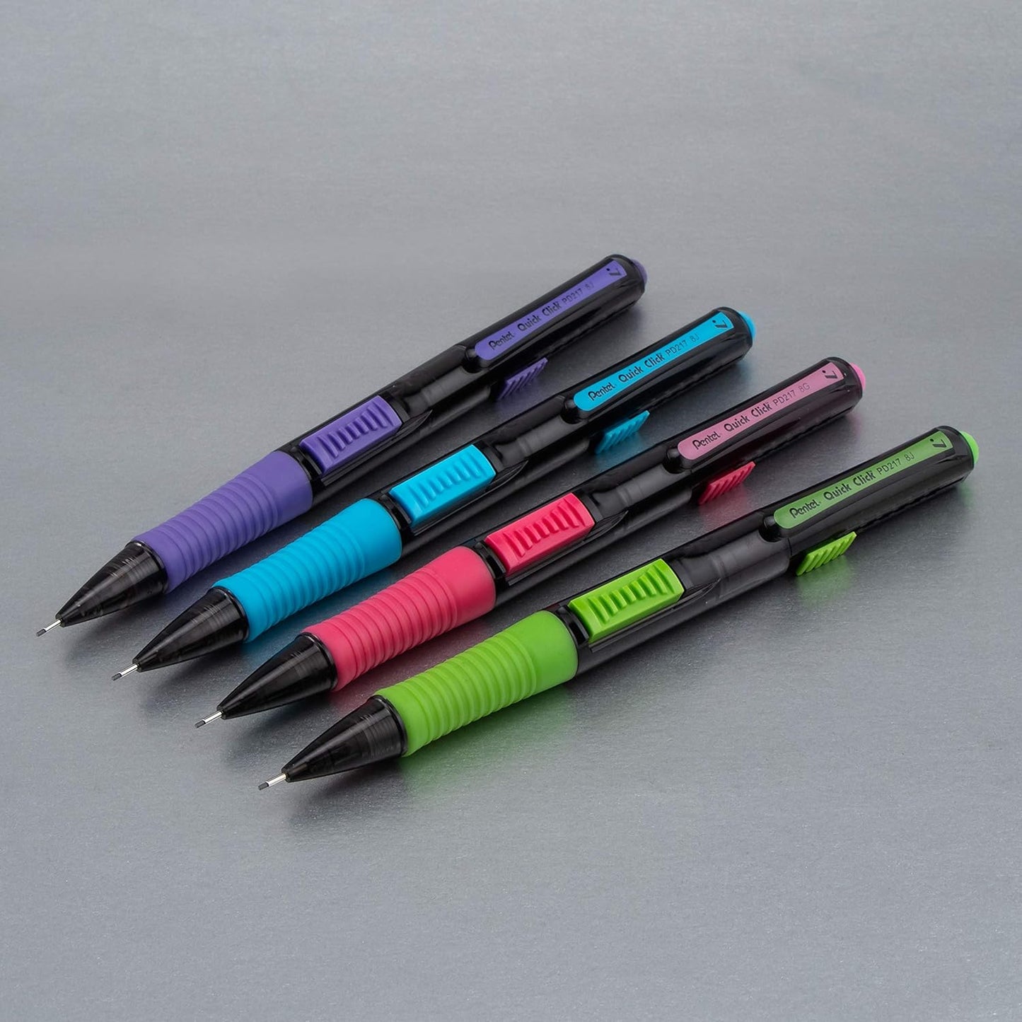 Pentel Quick Click Pop Mechanical Pencil, (0.7mm), Medium, 2 Eraser Refills, Pack of 4 (PD217ALEBP4)