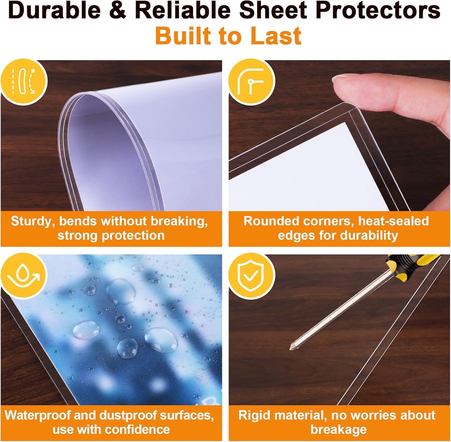 Ndsox 5 Pack 8.5" x 11" Rigid Print Protectors Clear Hard Plastic Sheet Protectors Top Loading for Birth Certificates, Documents, Posters, Photos, Meuns, Heavy Duty No-Hole Plastic Document Sleeves