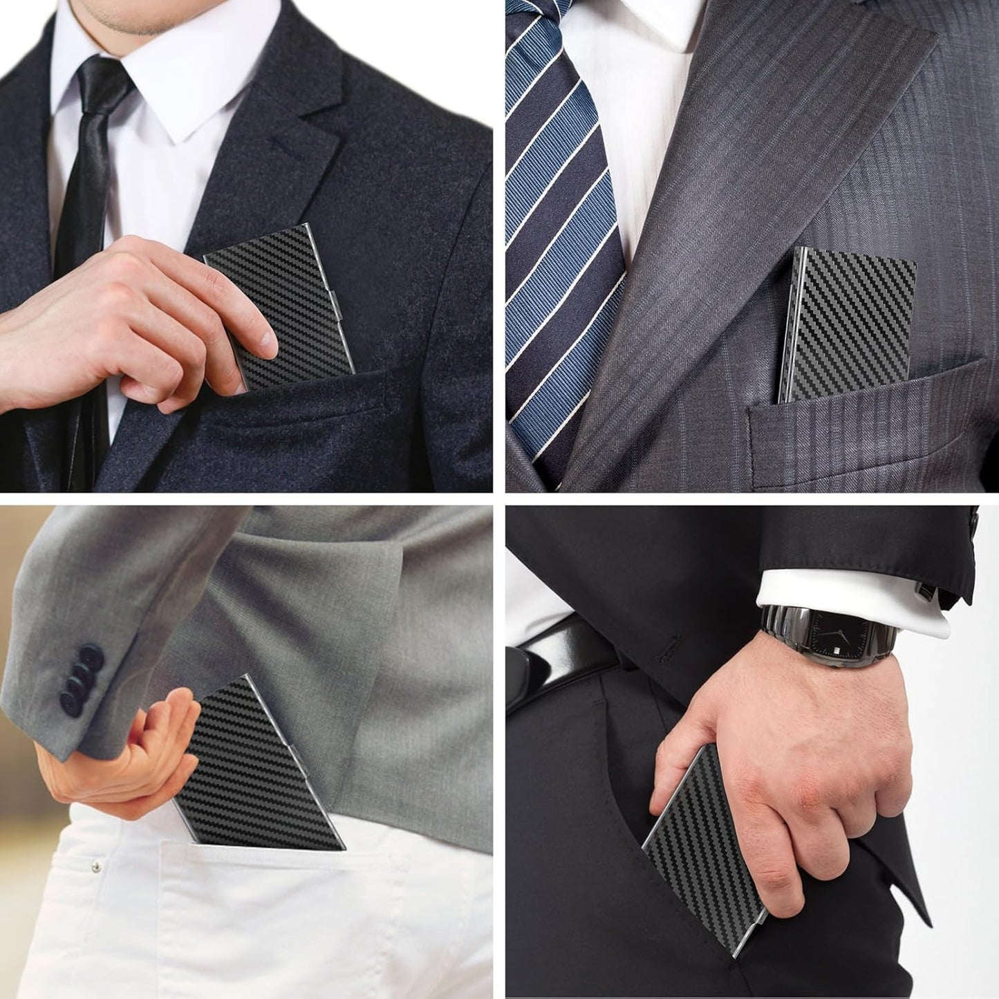 MaxGear Metal Business Card Holder for Men & Women, Professional Stainless Steel Card Case for Business Cards, Slim Purse Name Card Holders with Interior Lining, Buckle Style Shut, Black