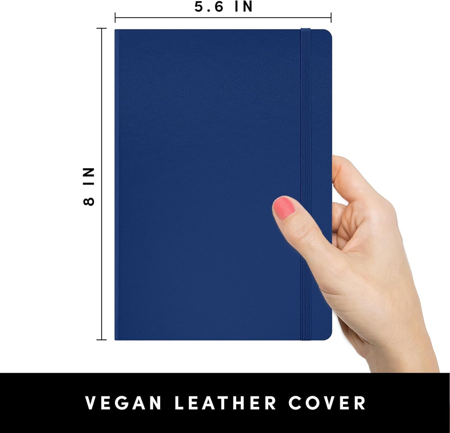 PAPERAGE Lined Journal Notebook, (Black), 160 Pages, Medium 5.6 in x 8 in - 100 GSM Thick Paper – Hardcover Journaling Notebook for Work, School & Note Taking