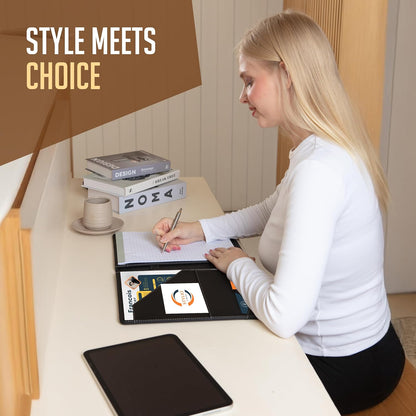 STYLIO Padfolio Folder with Removable Clipboard | Portfolio Organizer | Binder with Storage for Notebook, Notepad | Nursing Clipboard Folio, CNA Accessories for Work | Vegan Leather