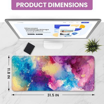 Large Mouse Pad for Desktop, Cute Desk Mat Pad Protector for Work & Gaming, Aesthetic Pretty Anti-Slip Laptop Blotter Cover for Office School Home Supplies, Wildflowers, 31.5" x 11.8"